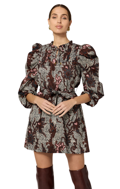 cleobella printed mini ivana dress puff sleeve thanksgiving dress cotton