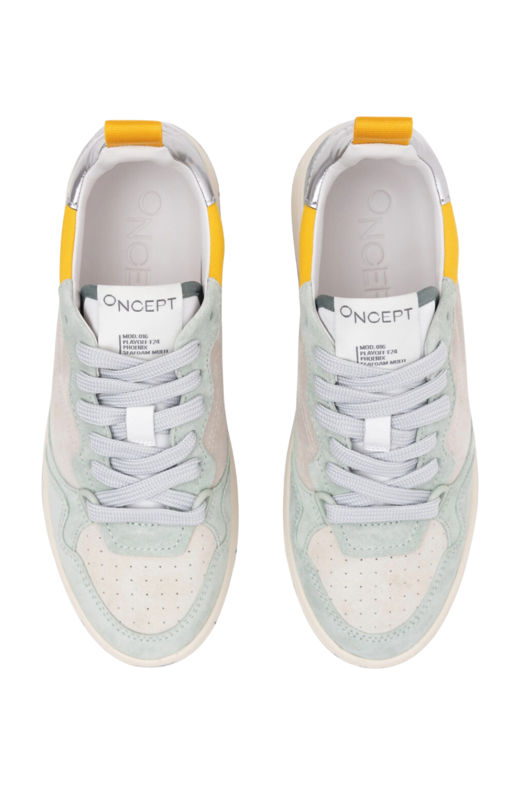 oncept phoenix sneaker yellow gray suede blue yellow tab