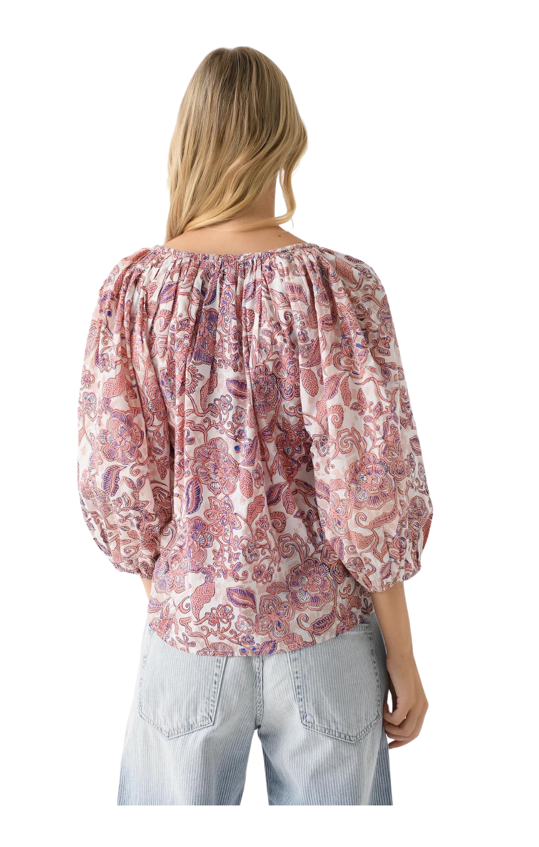 Cleobella Kyla blouse printed 3/4 sleeve paisley tie neck