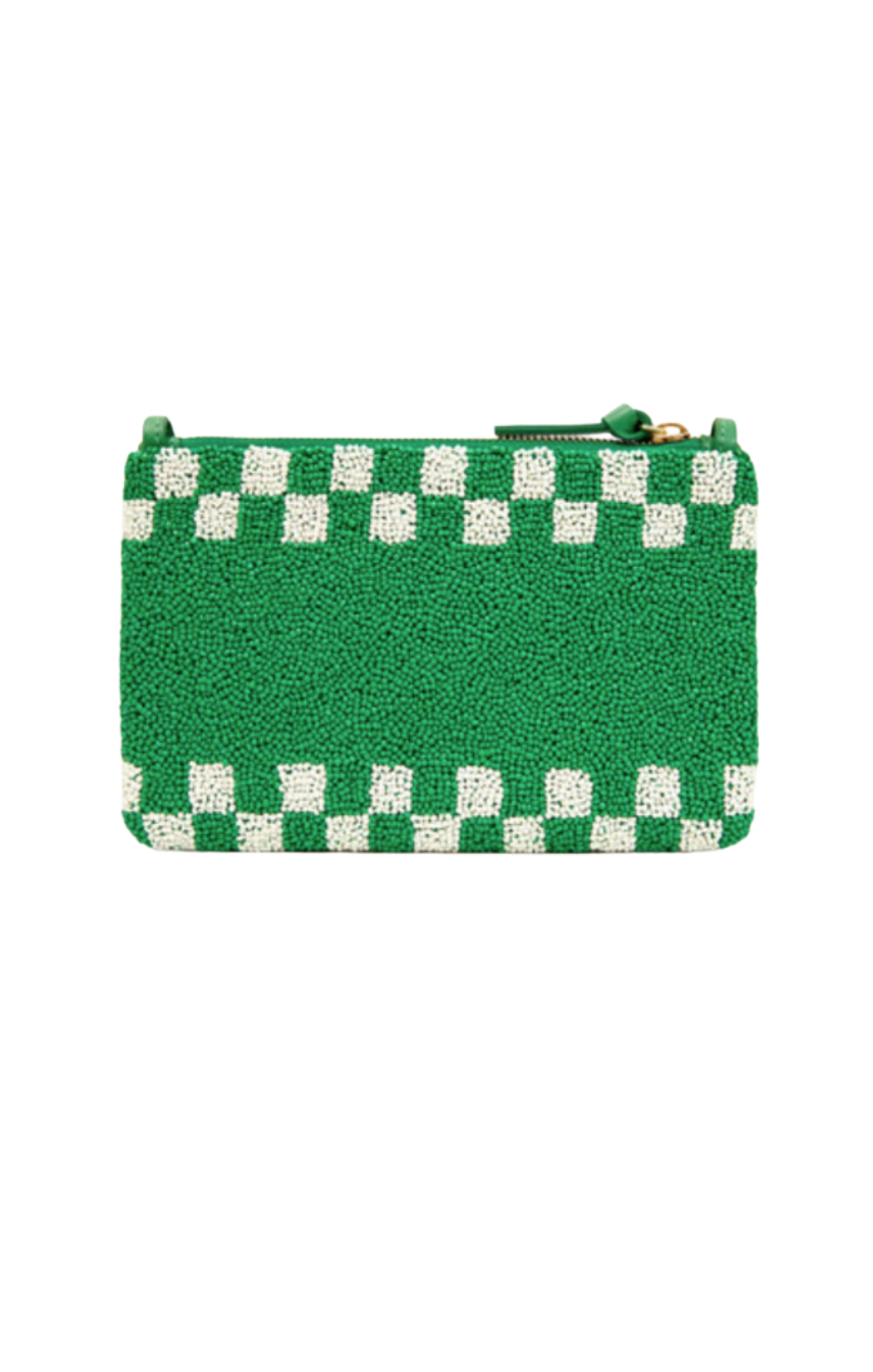 clare v le vibe wallet clutch green white checkered bag 