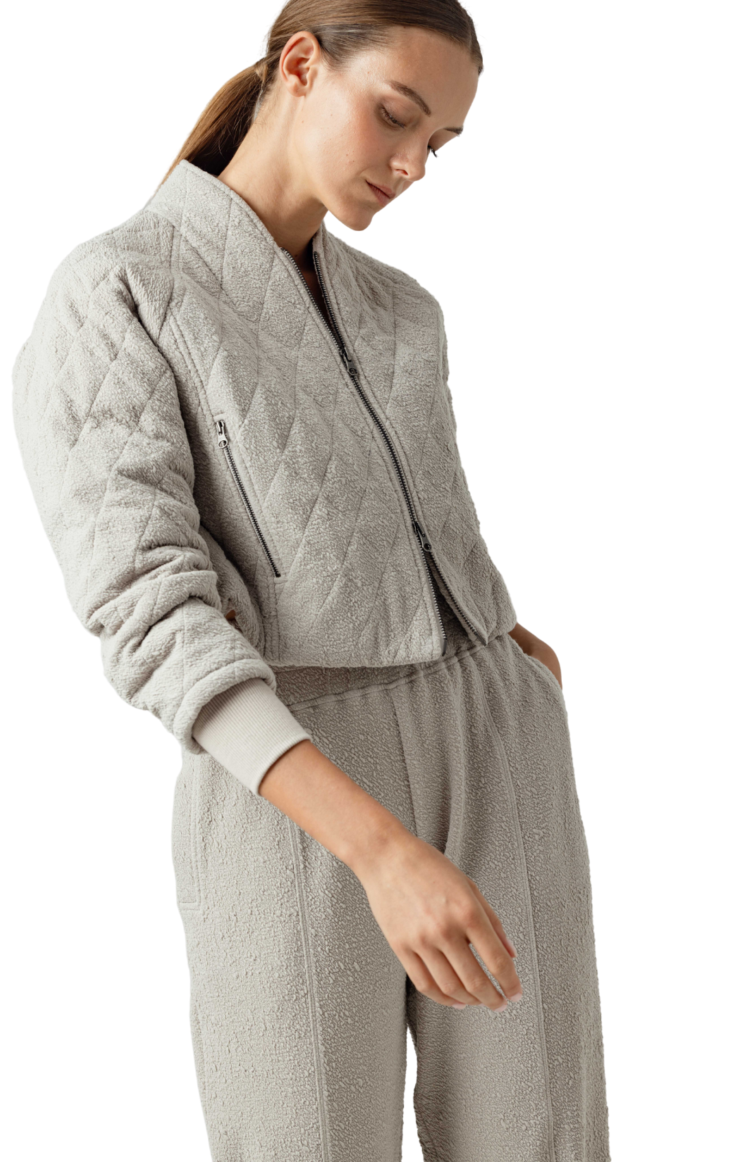 sundays dove bomber jacket marlowe grey gray quilted