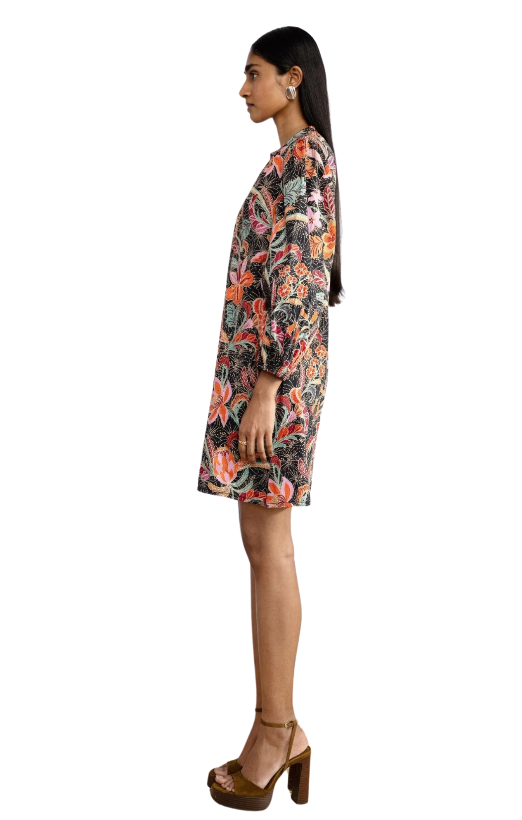 gianna dress short mini bali tropical floral print coverup cotton sateen slip on pockets