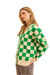 john and jenn lawson cardigan checkered sweater green cream button front v-neck