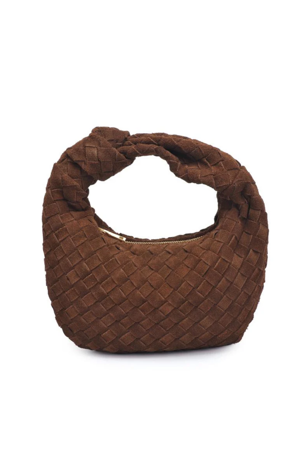 autumn chocolate handbag moda luxe woven suede brown