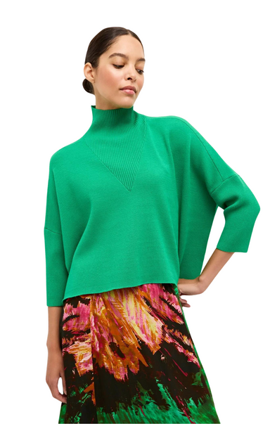 claudie popover boxy fitted sleeve cropped kelly green sweater tops turtleneck