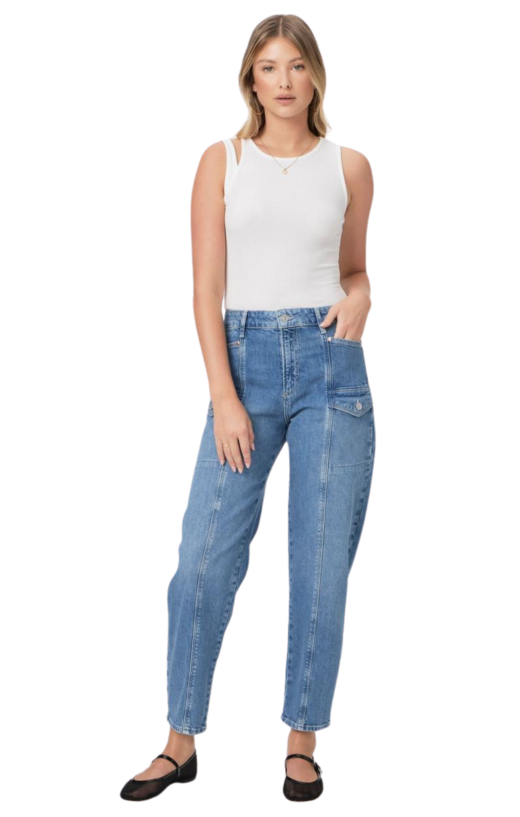 Paige alexis jeans denim high rise cargo feminine pants bottoms blue 