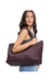 moda luxe woven faux leather tote espresso brown chocolate solana