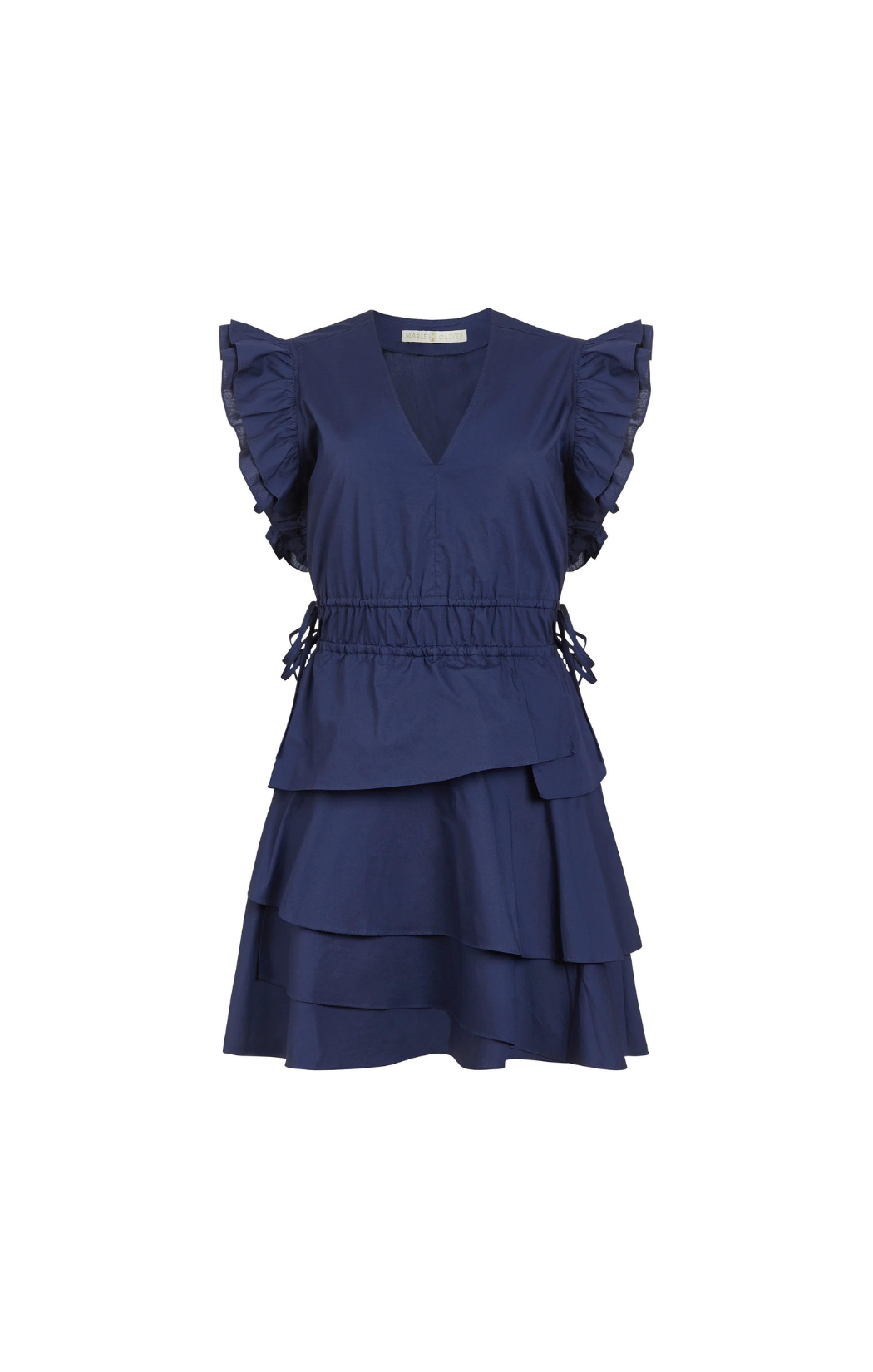 marie oliver genette dress navy sundress tiered skirt flutter sleeve