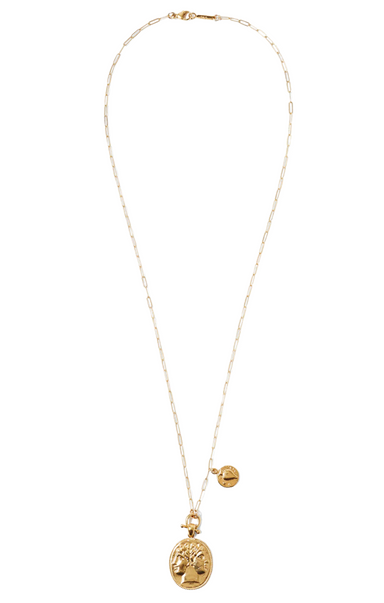 gold necklace with double stamped gold pendant chan luu janus coin