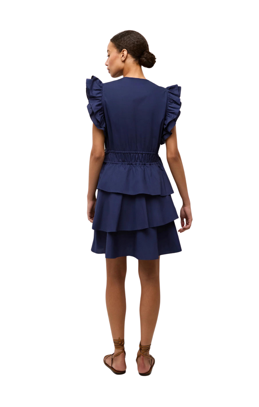 marie oliver genette dress navy sundress tiered skirt flutter sleeve