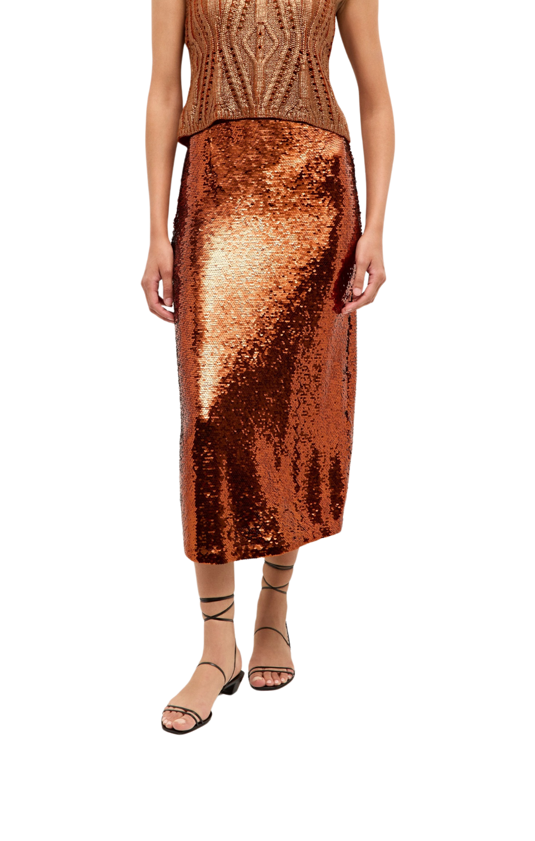 marie oliver copper sequin pencil skirt wray midi maxi holiday fall sparkle