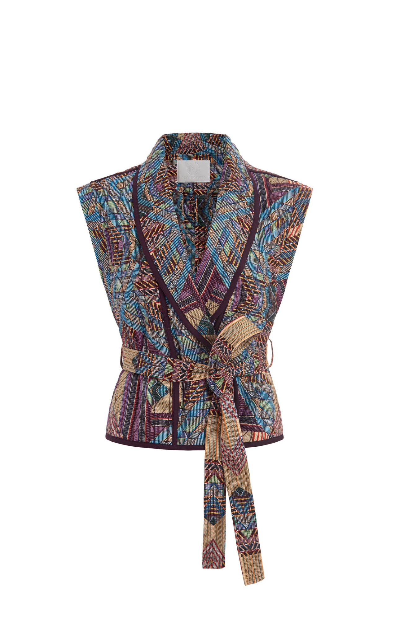 martina convertible quilted jacket vest printed marie oliver sash