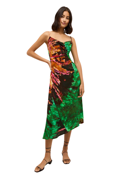 marie oliver ambry jewel tone slip dress midi printed spaghetti strap v-neck