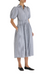 poplin puff sleeve shirt dress in a crisp blue stripe pattern Rebecca Taylor midi length