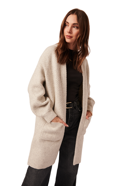 Shiloh, the over-sized open front cardigan mineral natural