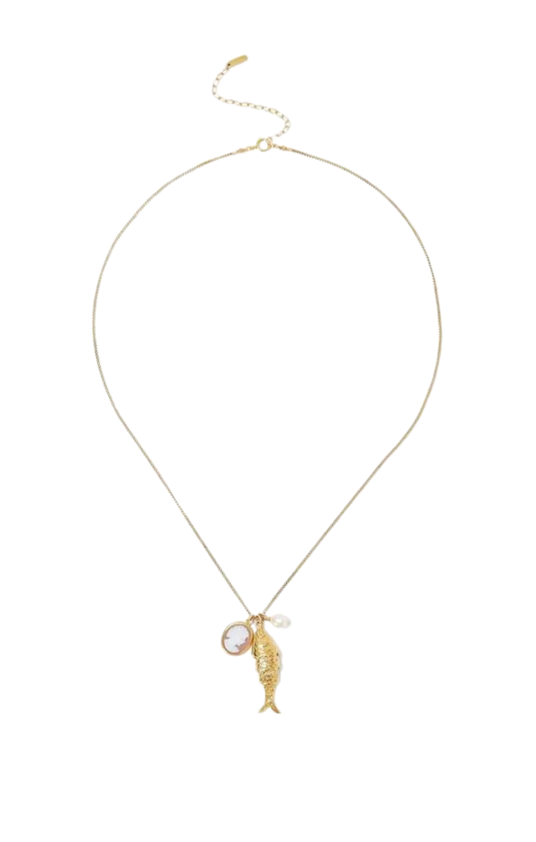 chan luu gold cameo koi fish necklace women head pearl