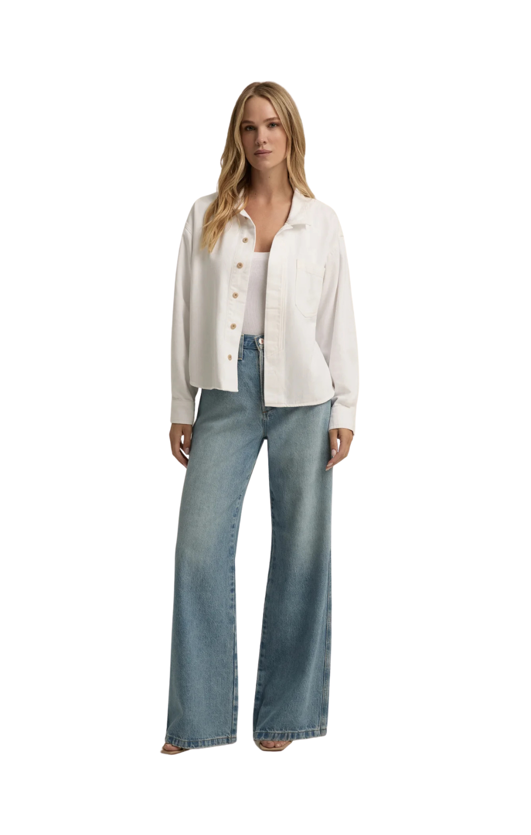 soft white denim shirt favorite daughter thinking about it shirt top jacket