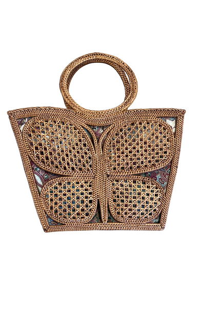 handwoven Ata Butterfly tote from Jelavu lattice work ratttan handbag