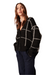 black white celia windowpane cardigan knit sweater