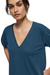 Edie shirred v-neck top blouse t-shirt blue elbow length