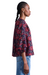 apiece apart floral cotton silk blouse top v-neck tule top purple red blue