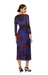 high neck shirring detail katya dress blue red printed fitted long sleeve cleobella