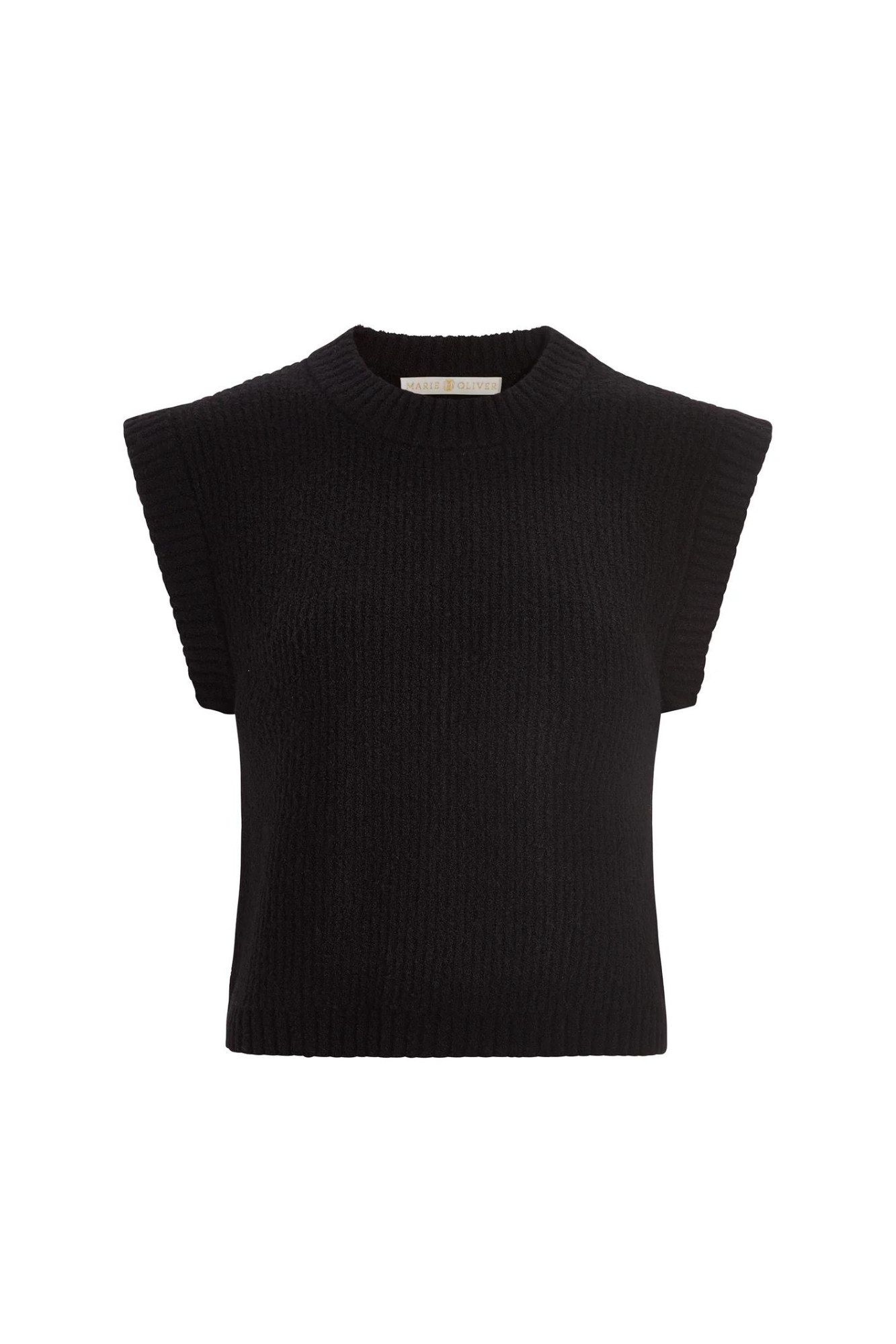 marie oliver belle shell black top knit cropped lightweight sweater