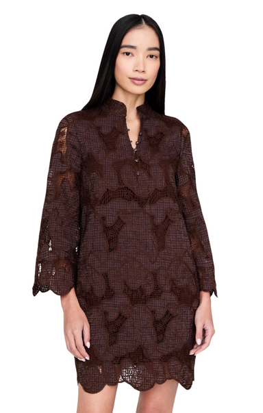 Marie Oliver kirsten dress chocolate shirt dress lace brown la vie stylehouse