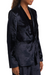 paige kriselle blazer luxuriously soft black high shine drapey velvet, this luxe jacket features a shawl collar, welt pockets, and a self-covered button