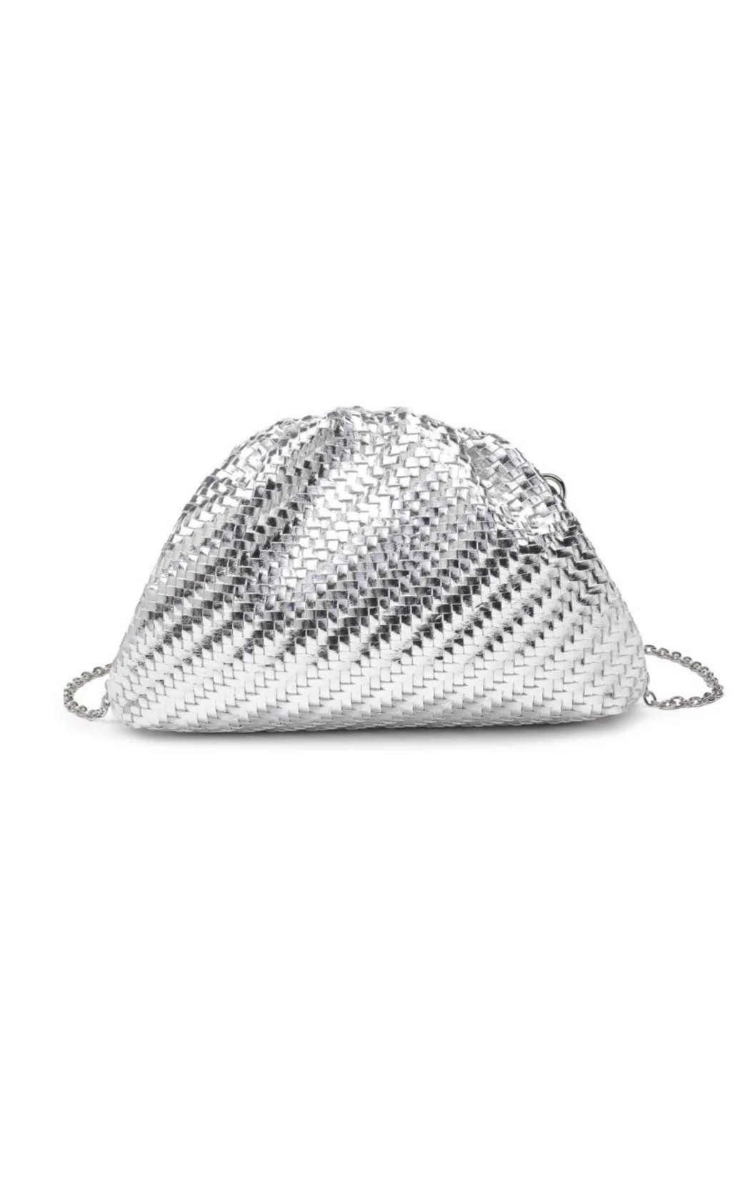 moda luxe silver serena clutch holiday bag handbag woven