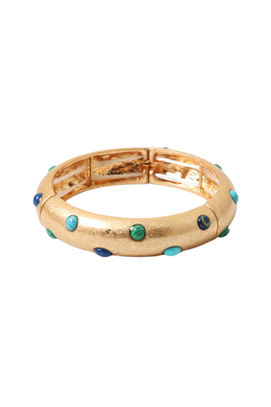 gold blue green dotted bangle 