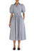 poplin puff sleeve shirt dress in a crisp blue stripe pattern Rebecca Taylor midi length