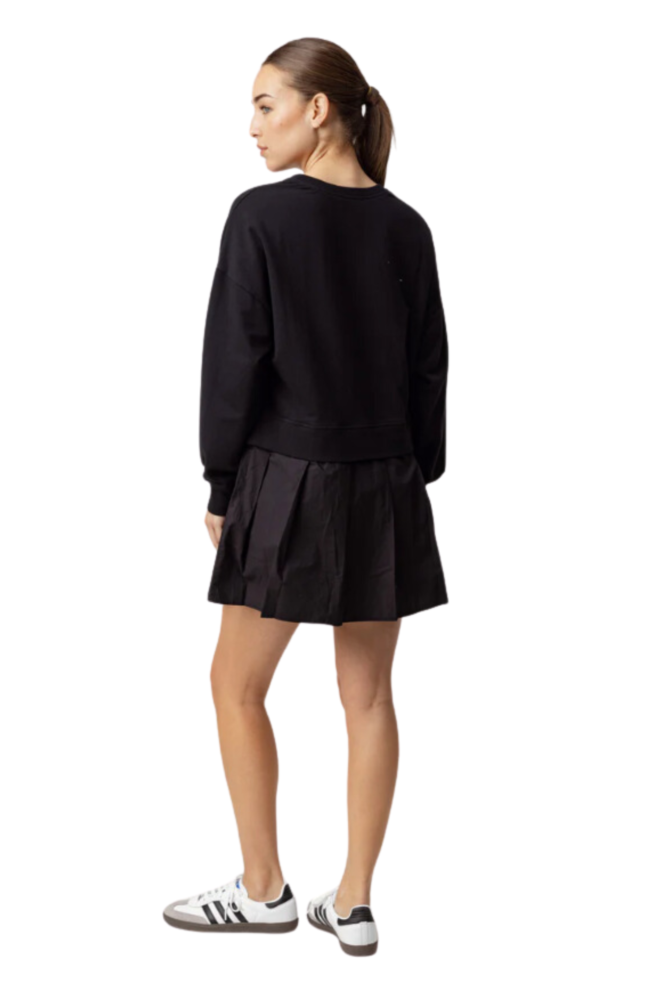 sundays black long sleeve glennis mini dress crewneck sweatshirt dress