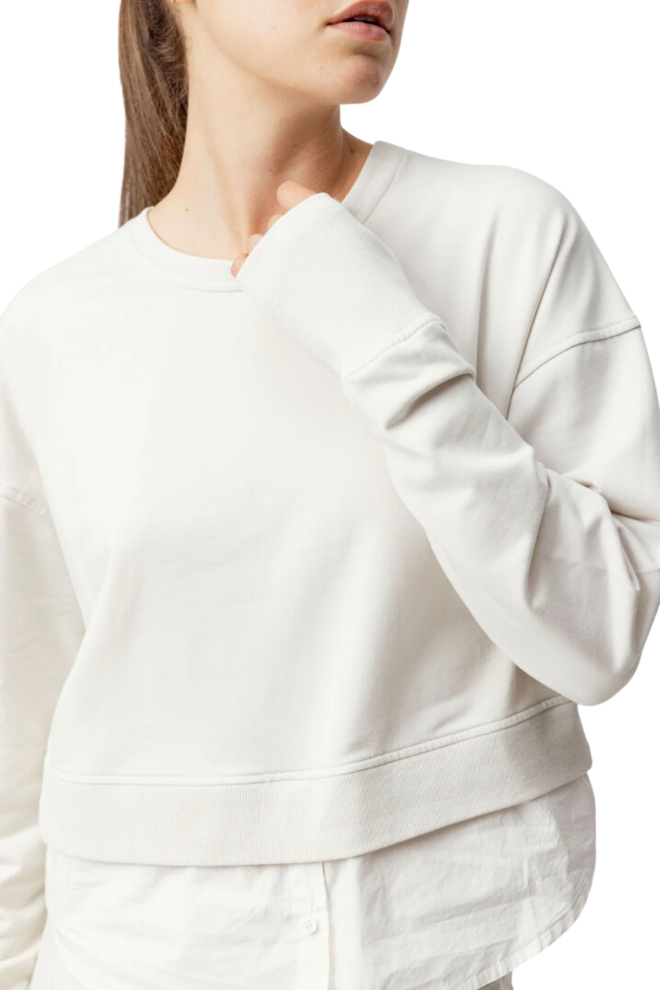 Sundays Ida pullover sweatshirt crewneck long sleeve cream off white dropped shoulder alabaster