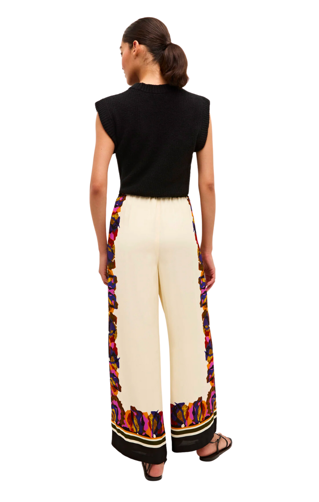 beau pant marie oliver palazzo bottoms printed ivory cream side stripe