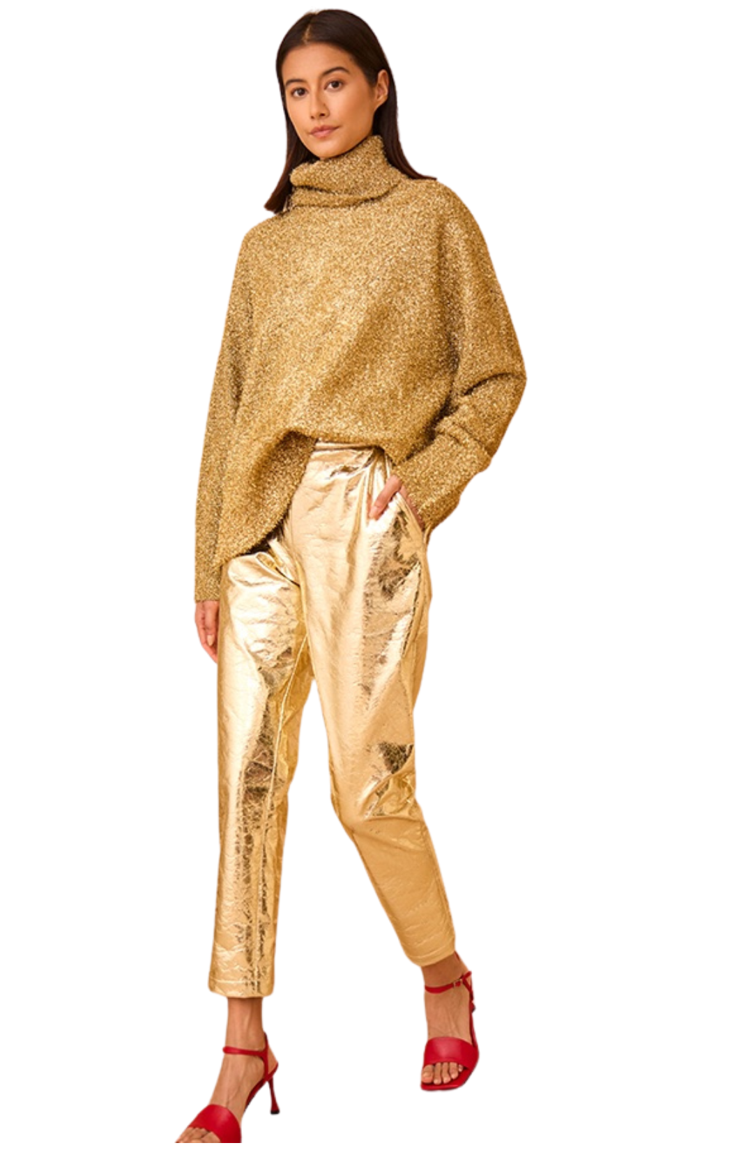 gold holiday haskell pant hunter bell faux leather crackled party pant trouser