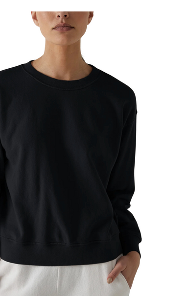 Ynez sweatshirt cotton crewneck black long sleeve fleece