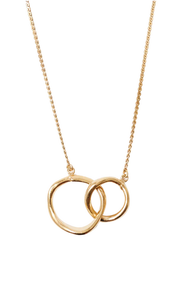 double circle linked ring pendant gold necklace reunion chan luu intertwining 