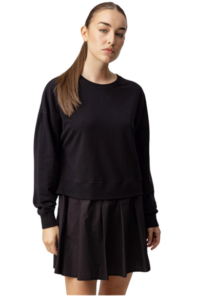 sundays black long sleeve glennis mini dress crewneck sweatshirt dress