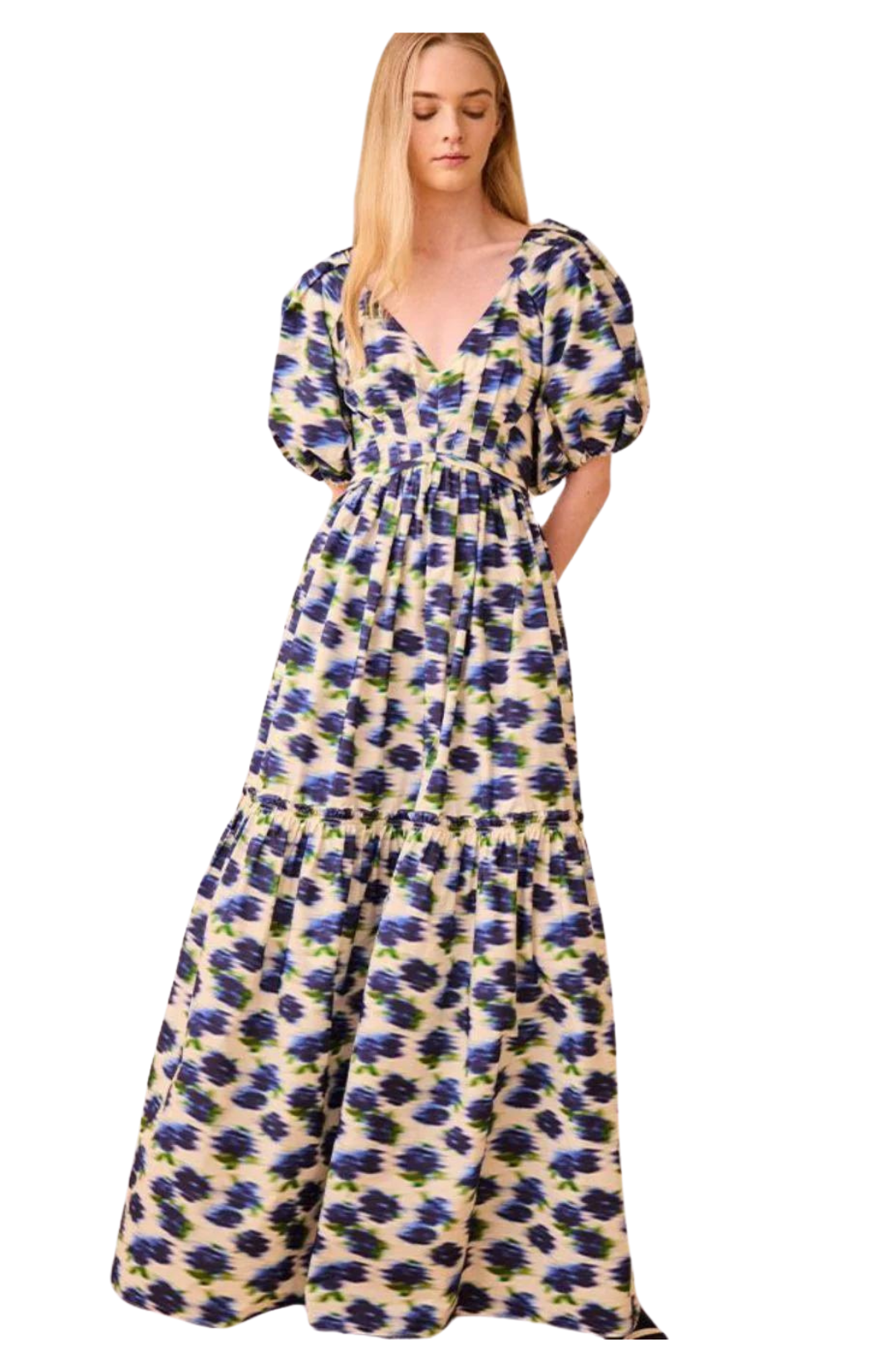 Hunter Bell sylvie printed maxi dress puff sleeve