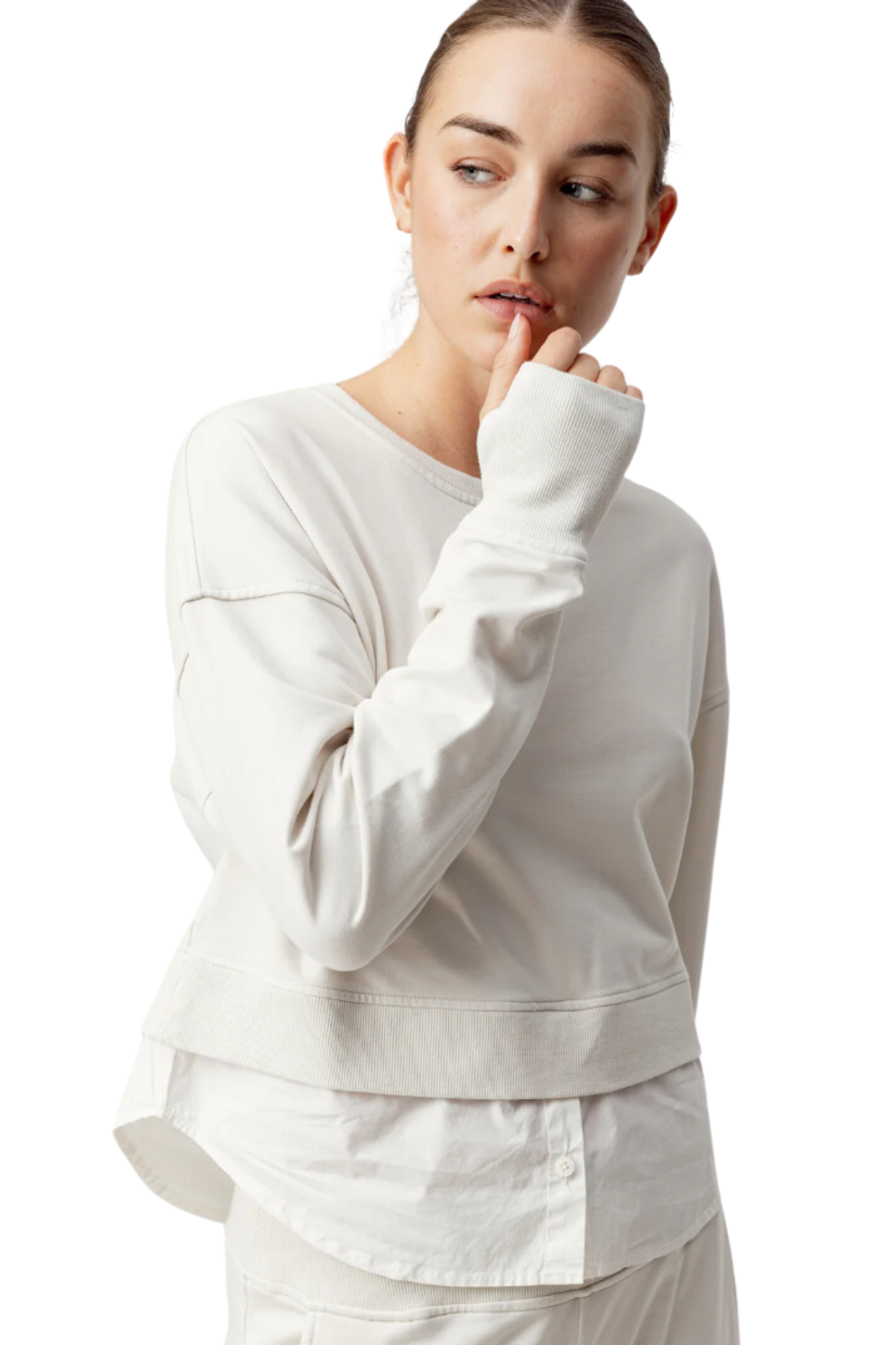 Sundays Ida pullover sweatshirt crewneck long sleeve cream off white dropped shoulder alabaster