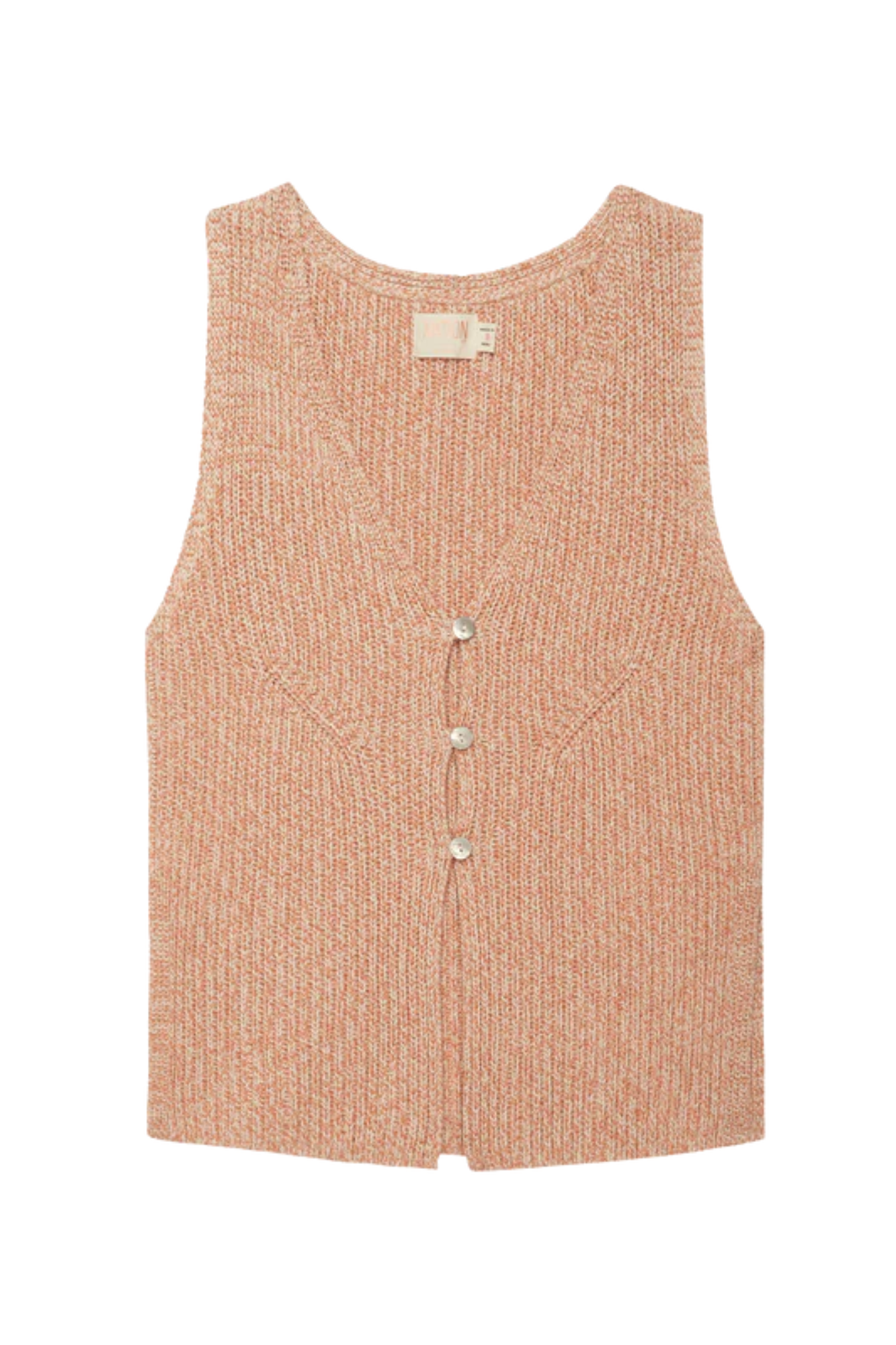 peach knit open front button bianca vest nation ltd sleeveless sweater