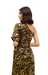 marie oliver farrow dress gold black one shoulder caftan metallic