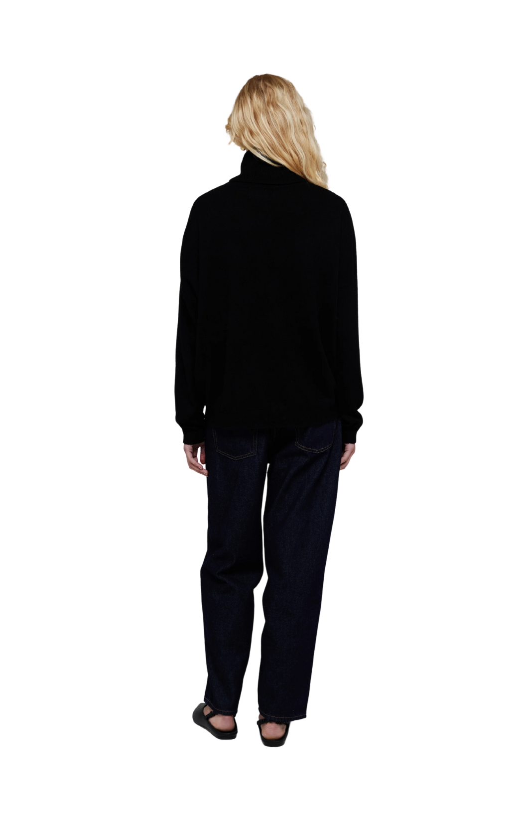 susie roll neck sweater brodie cashmere light blue black turtleneck