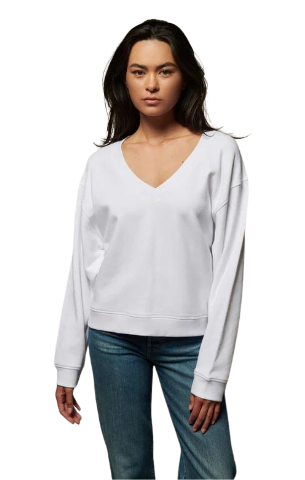 white wyatt oversized v-neck vneck sweatshirt nation ltd comfy loungewear travel wear