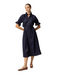 sundays navy aliza midi dress ruffle collar