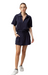 sundays navy venus popover top split neck french terry