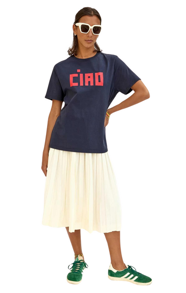 clare v navy and red ciao tee t-shirt short sleeve original tee