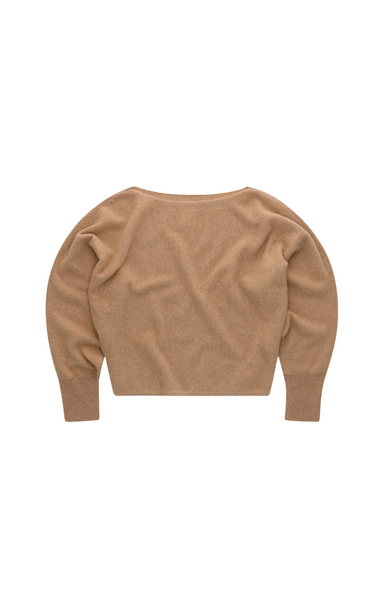 color rush cashmere yangon boat neck sweater knit off the shoulder camel