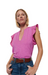 Pink Purple Ruffle sleeve v-neck tee by Nation ltd Constance v-neck top
